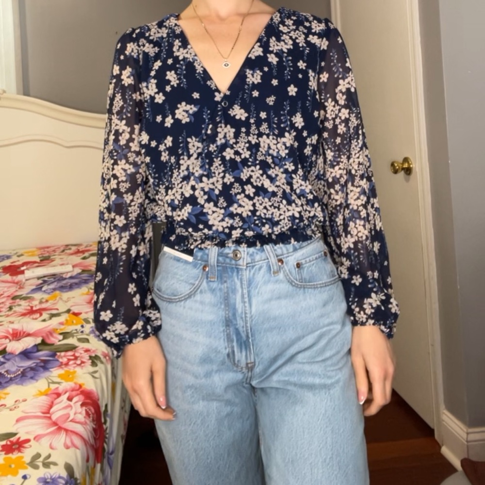 Blue floral blouse